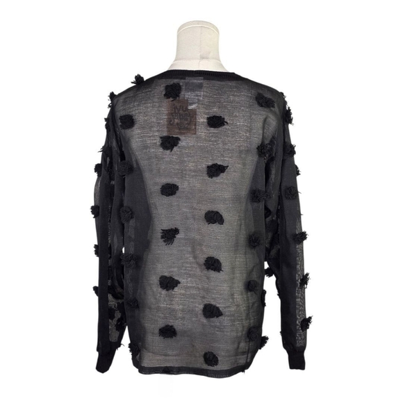 Ivy Jane NWT black sheer mesh pom dot long sleeve top S/M artsy boho chic - Picture 4 of 7